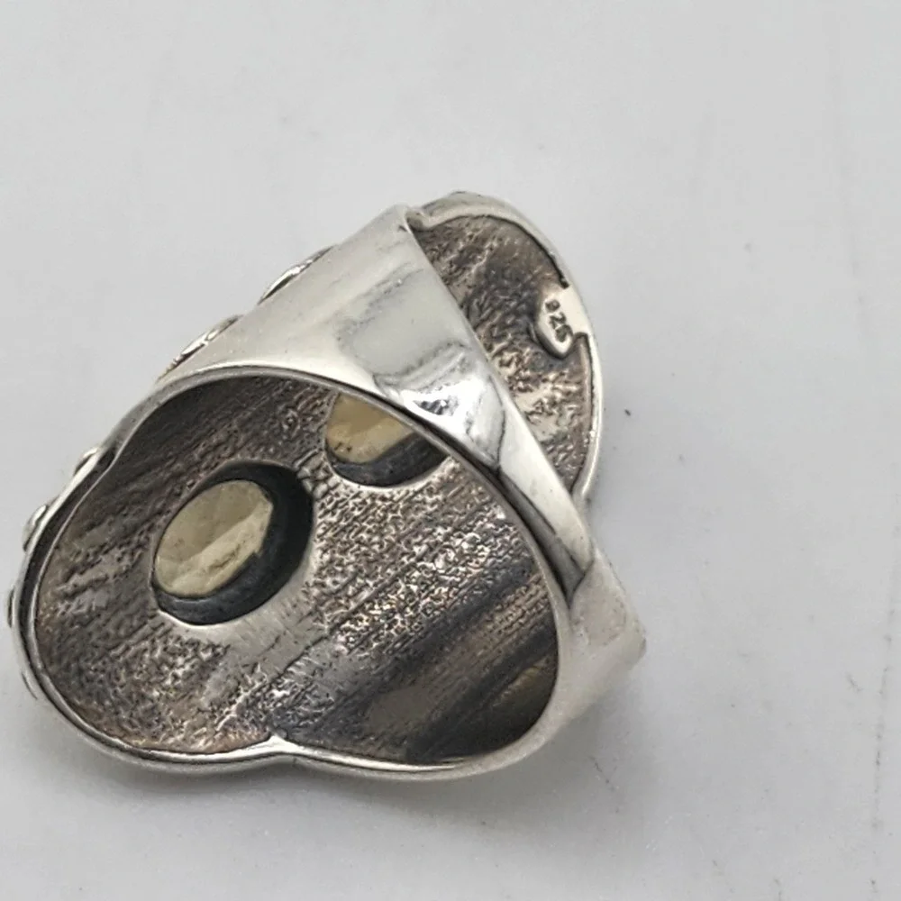 Sterling Silver 925 Citrine‎ Ring Size 6.25